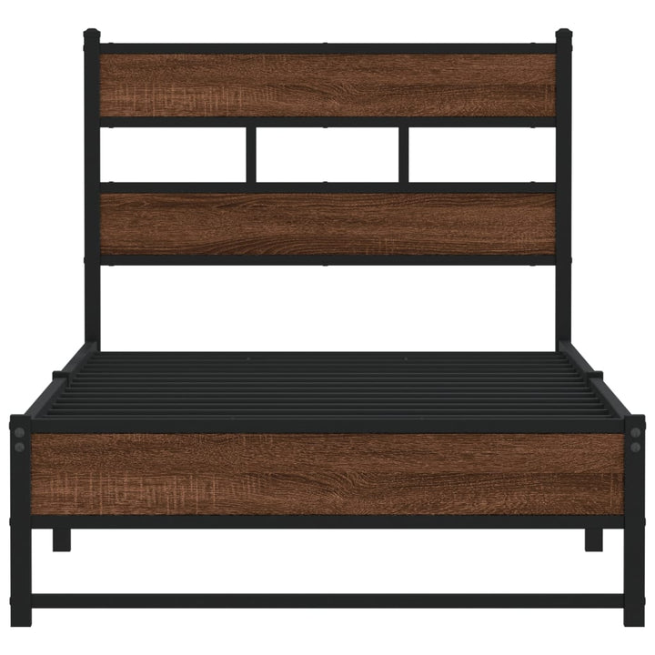 sengeramme 90x190 cm uden madras metal brun egetræsfarve