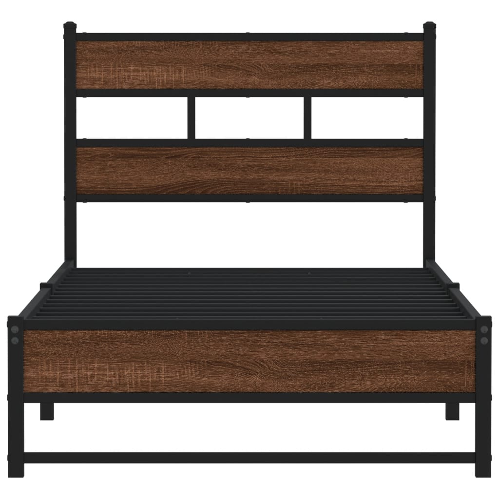 sengeramme 100x190 cm uden madras metal brun egetræsfarve