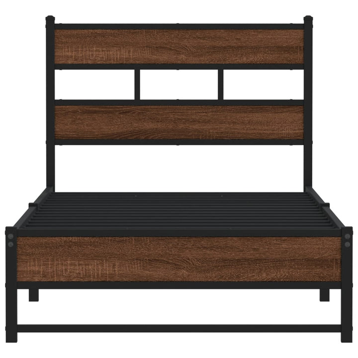sengeramme 100x200 cm uden madras metal brun egetræsfarve