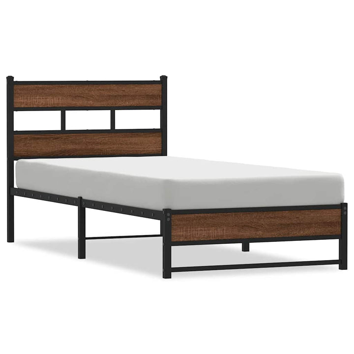 sengeramme 107x203 cm uden madras metal brun egetræsfarve