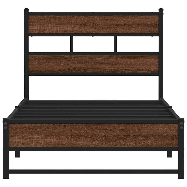 sengeramme 107x203 cm uden madras metal brun egetræsfarve