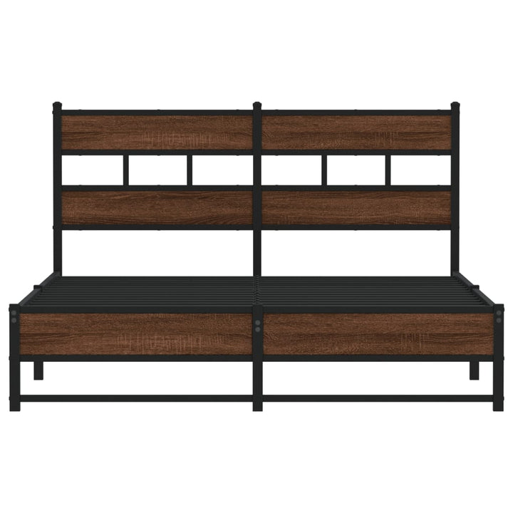 sengeramme 135x190 cm uden madras metal brun egetræsfarve