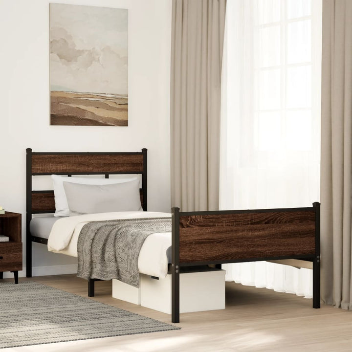 sengeramme 75x190 cm uden madras konstrueret træ brunt eg