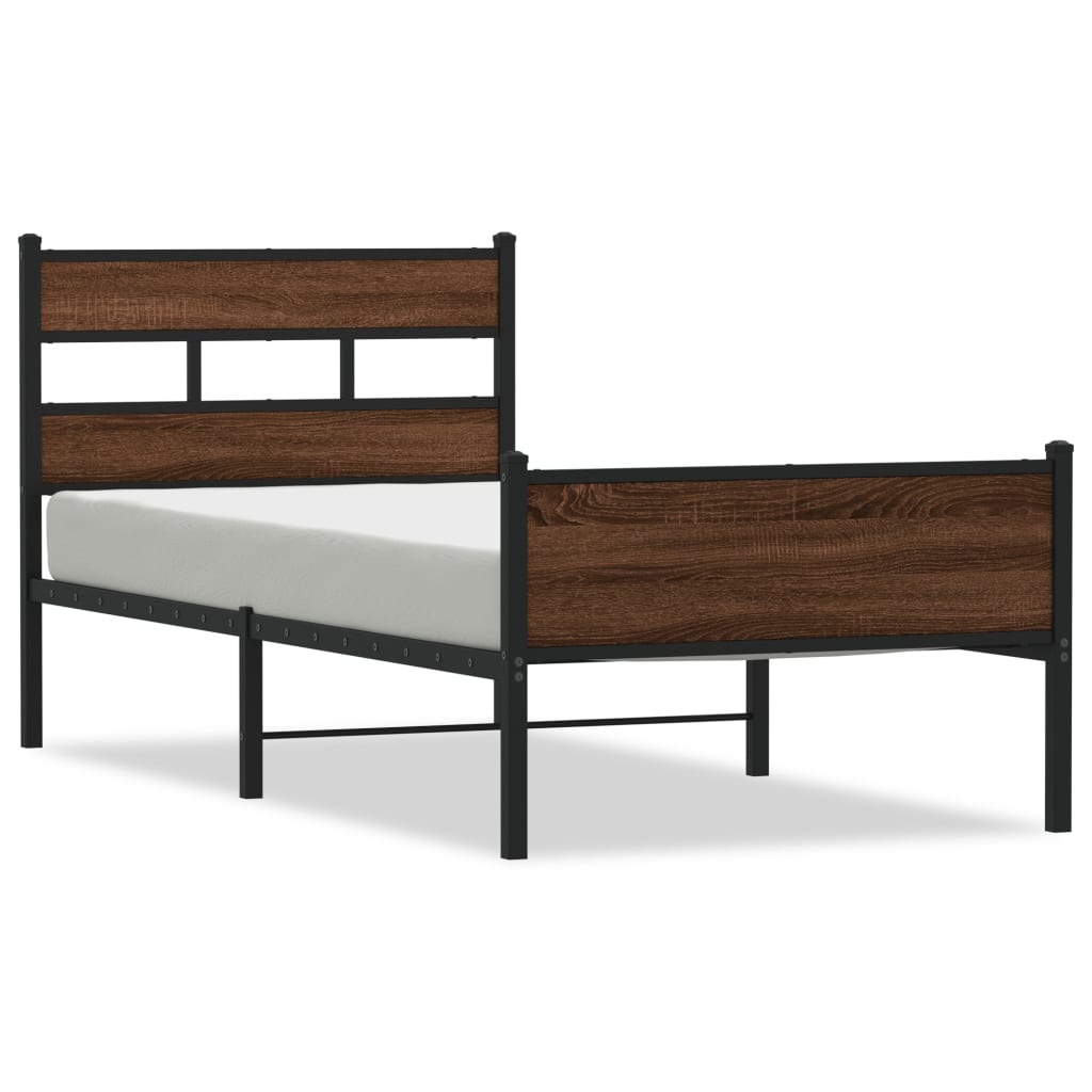 sengeramme 90x190 cm uden madras konstrueret træ brunt eg