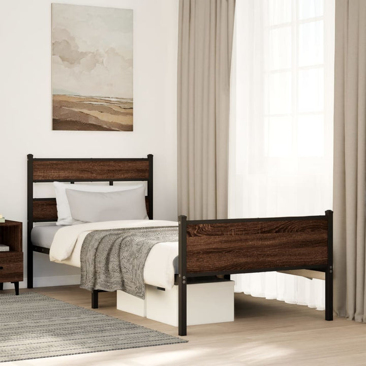 sengeramme 90x190 cm uden madras konstrueret træ brunt eg