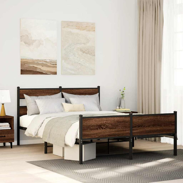 sengeramme 140x190 cm uden madras konstrueret træ brunt eg