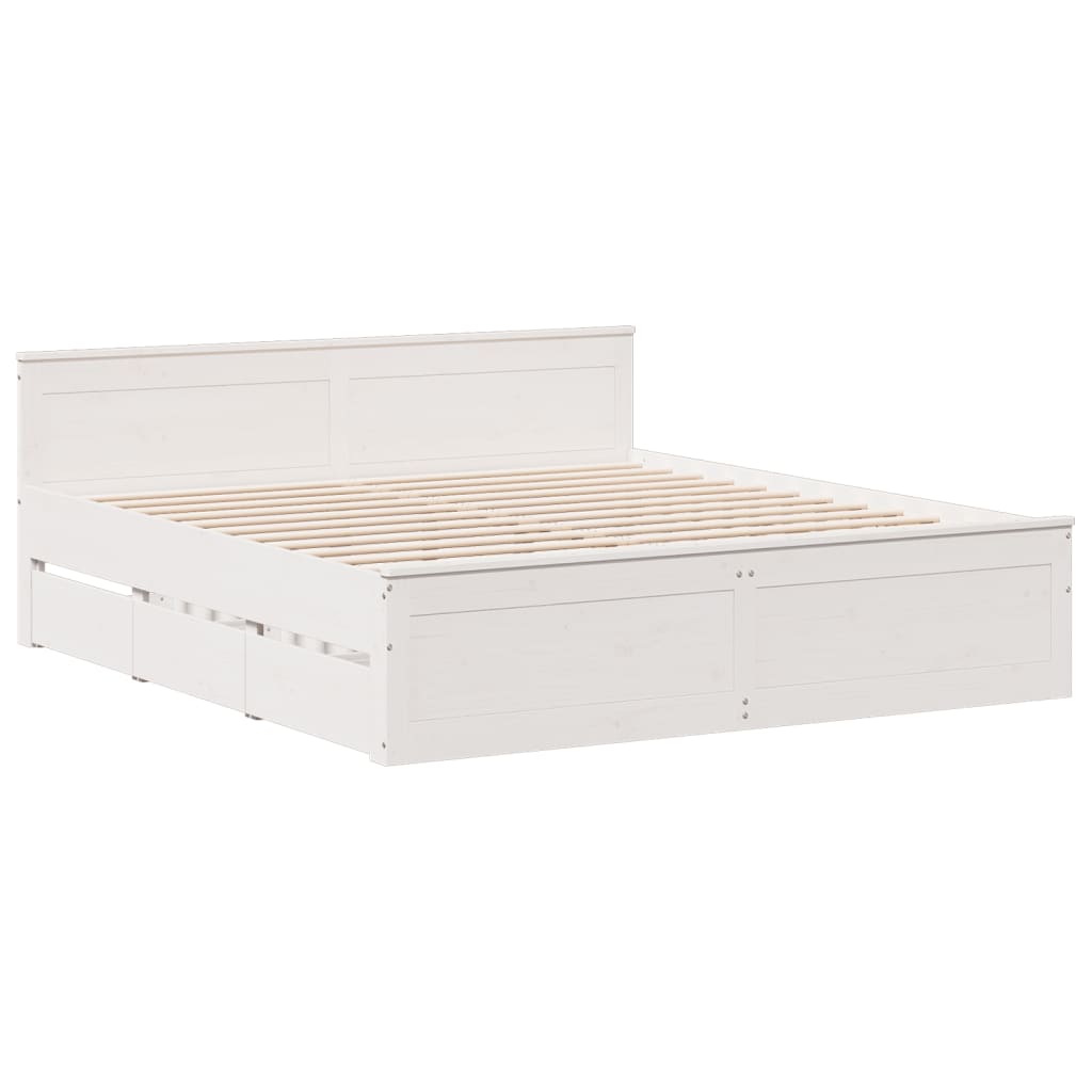 sengeramme m. sengegavl 200x200 cm uden madras massivt fyr hvid