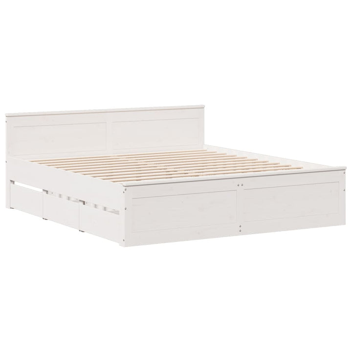 sengeramme m. sengegavl 200x200 cm uden madras massivt fyr hvid