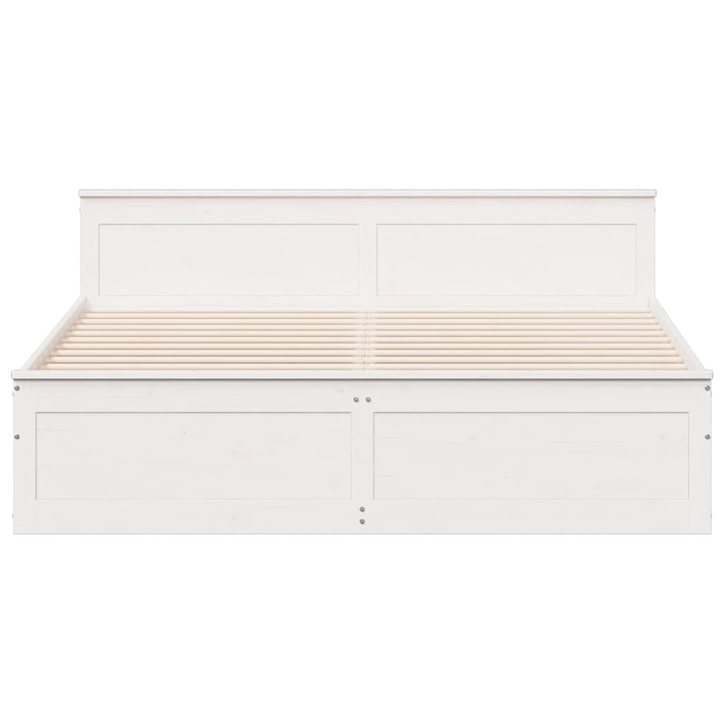 sengeramme m. sengegavl 200x200 cm uden madras massivt fyr hvid