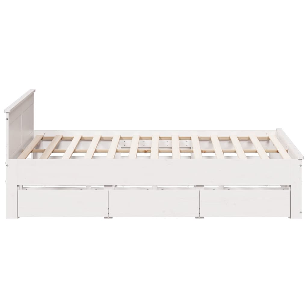 sengeramme m. sengegavl 200x200 cm uden madras massivt fyr hvid