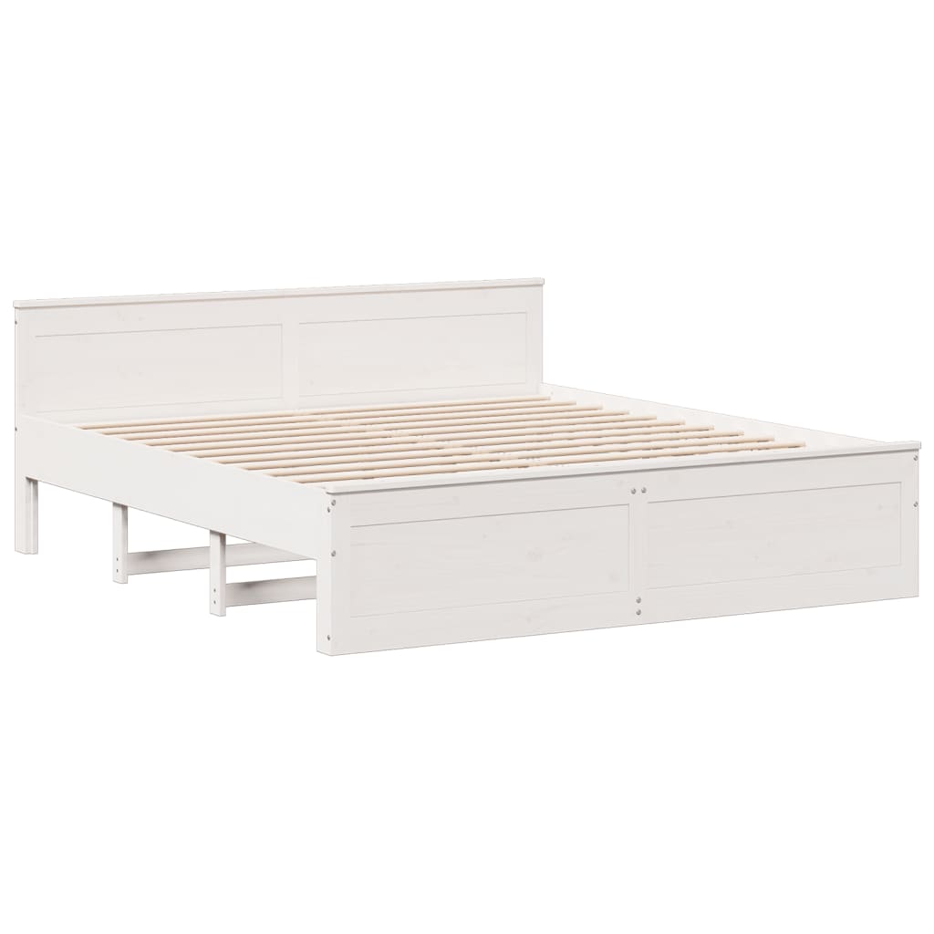 sengeramme m. sengegavl 200x200 cm uden madras massivt fyr hvid