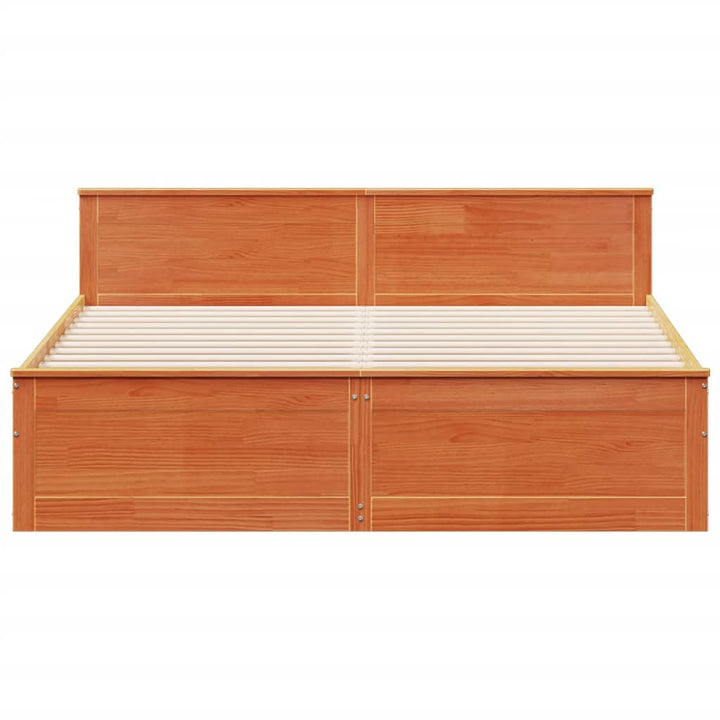 sengeramme m. sengegavl 200x200 cm uden madras massivt fyr brun