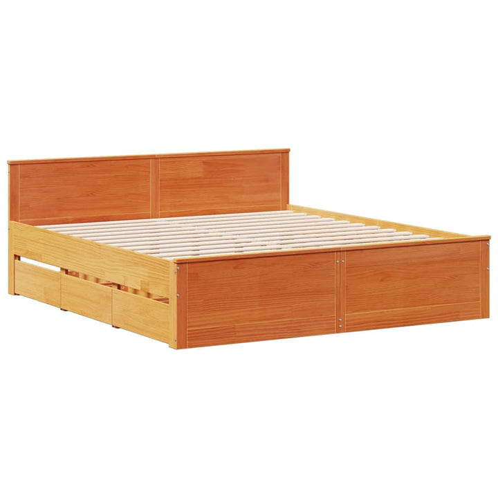 sengeramme m. sengegavl 180x200 cm uden madras massivt fyr brun