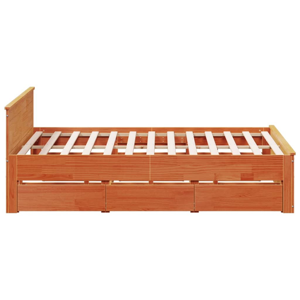 sengeramme m. sengegavl 180x200 cm uden madras massivt fyr brun