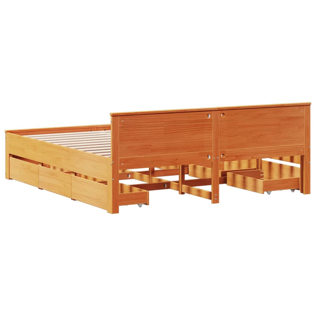 sengeramme m. sengegavl 180x200 cm uden madras massivt fyr brun