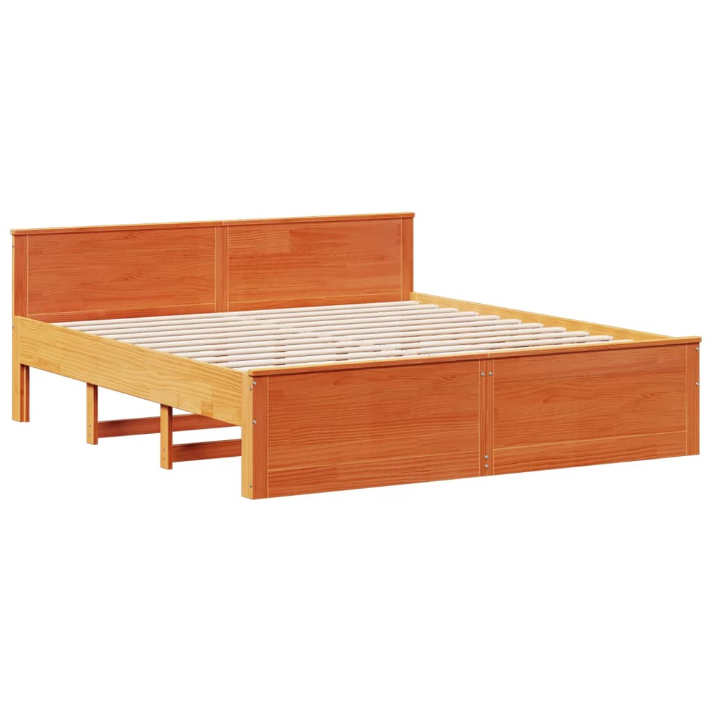 sengeramme m. sengegavl 180x200 cm uden madras massivt fyr brun
