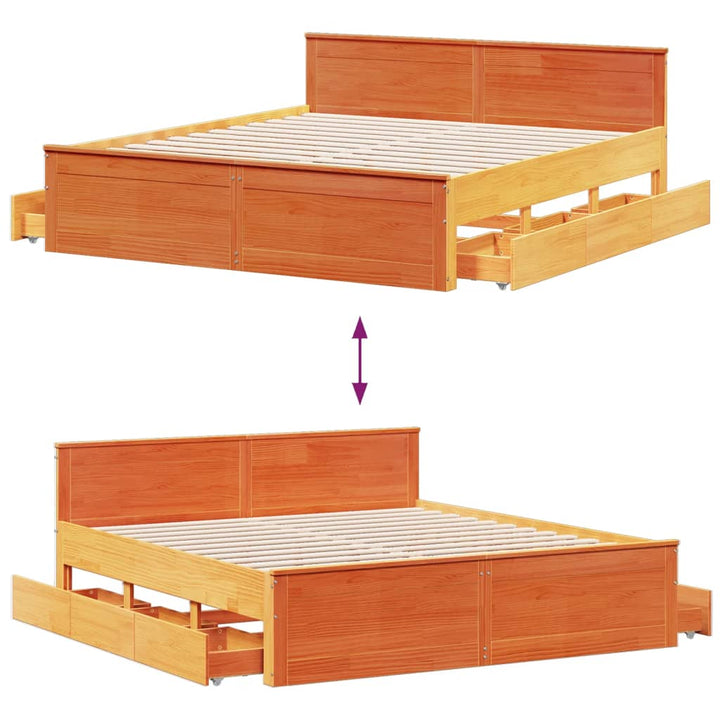 sengeramme m. sengegavl 180x200 cm uden madras massivt fyr brun