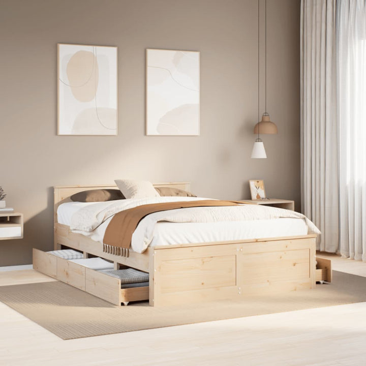 sengeramme m. sengegavl 150x200 cm uden madras massivt fyr hvid