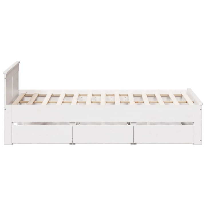 sengeramme m. sengegavl 150x200 cm uden madras massivt fyr hvid