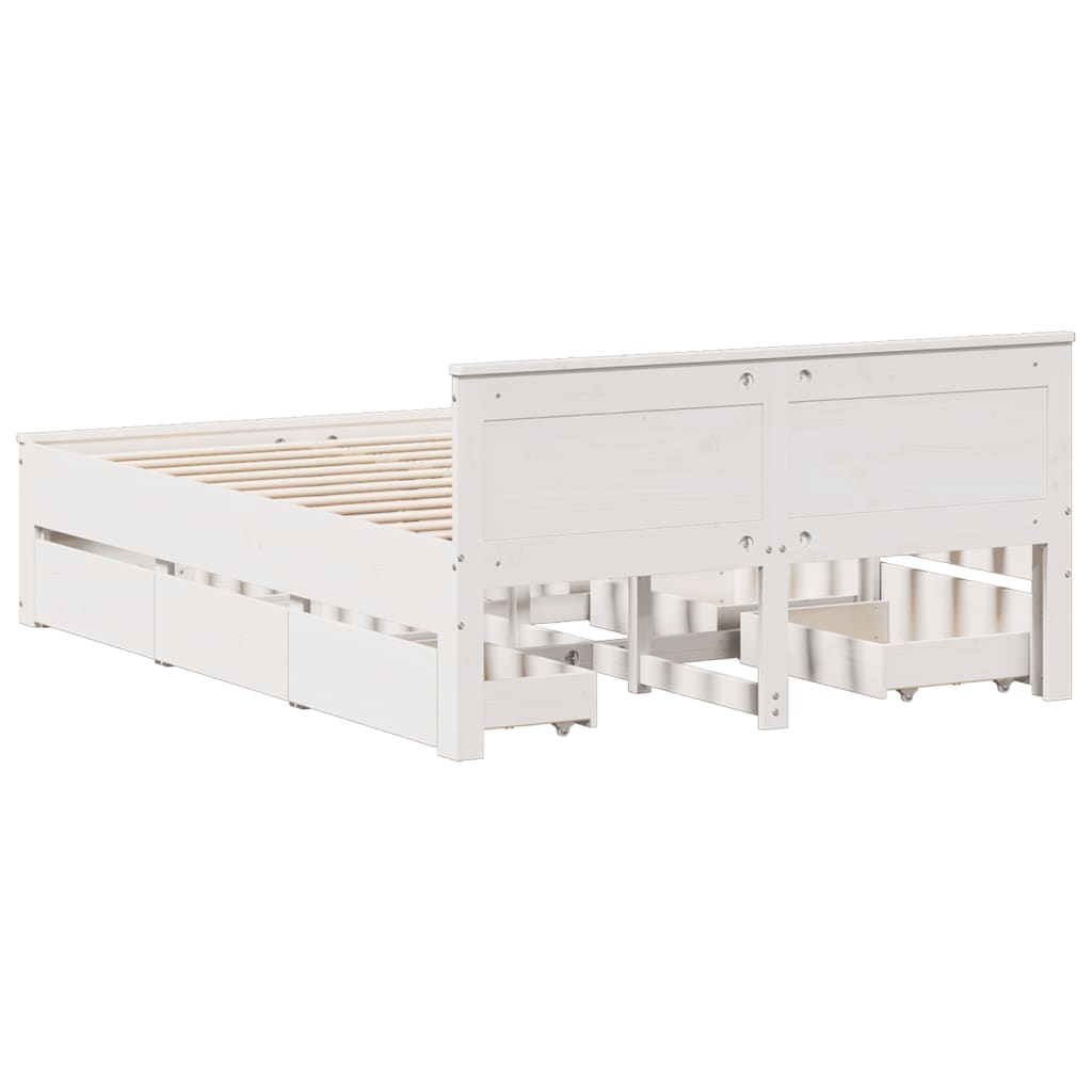 sengeramme m. sengegavl 150x200 cm uden madras massivt fyr hvid
