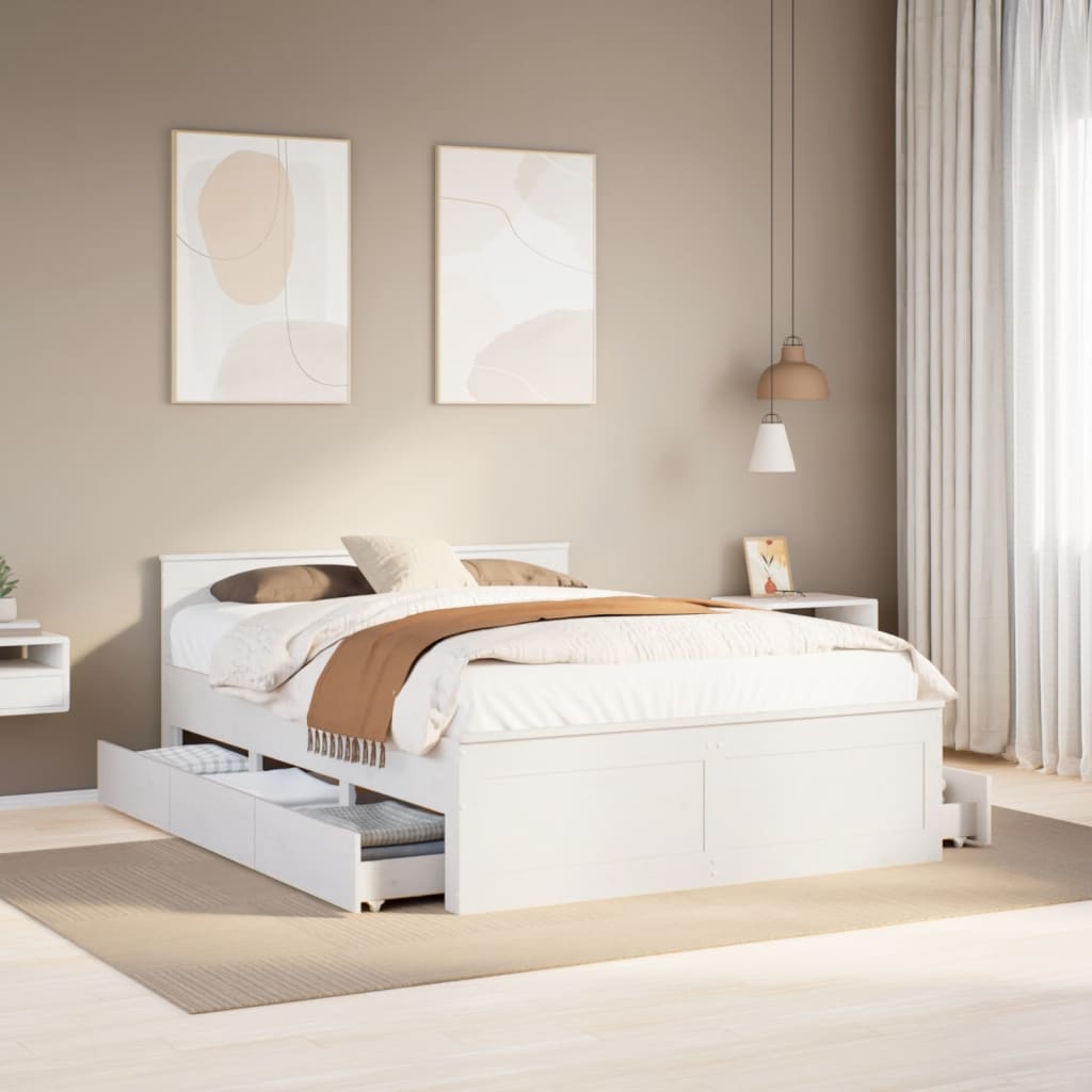 sengeramme m. sengegavl 150x200 cm uden madras massivt fyr hvid