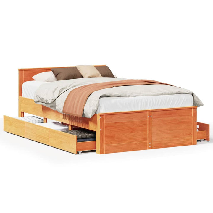 sengeramme m. sengegavl 120x200 cm uden madras massivt fyr brun