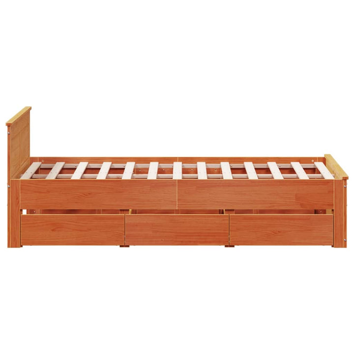 sengeramme m. sengegavl 120x200 cm uden madras massivt fyr brun