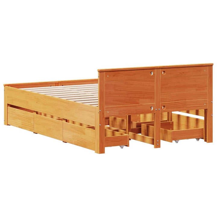 sengeramme m. sengegavl 120x200 cm uden madras massivt fyr brun