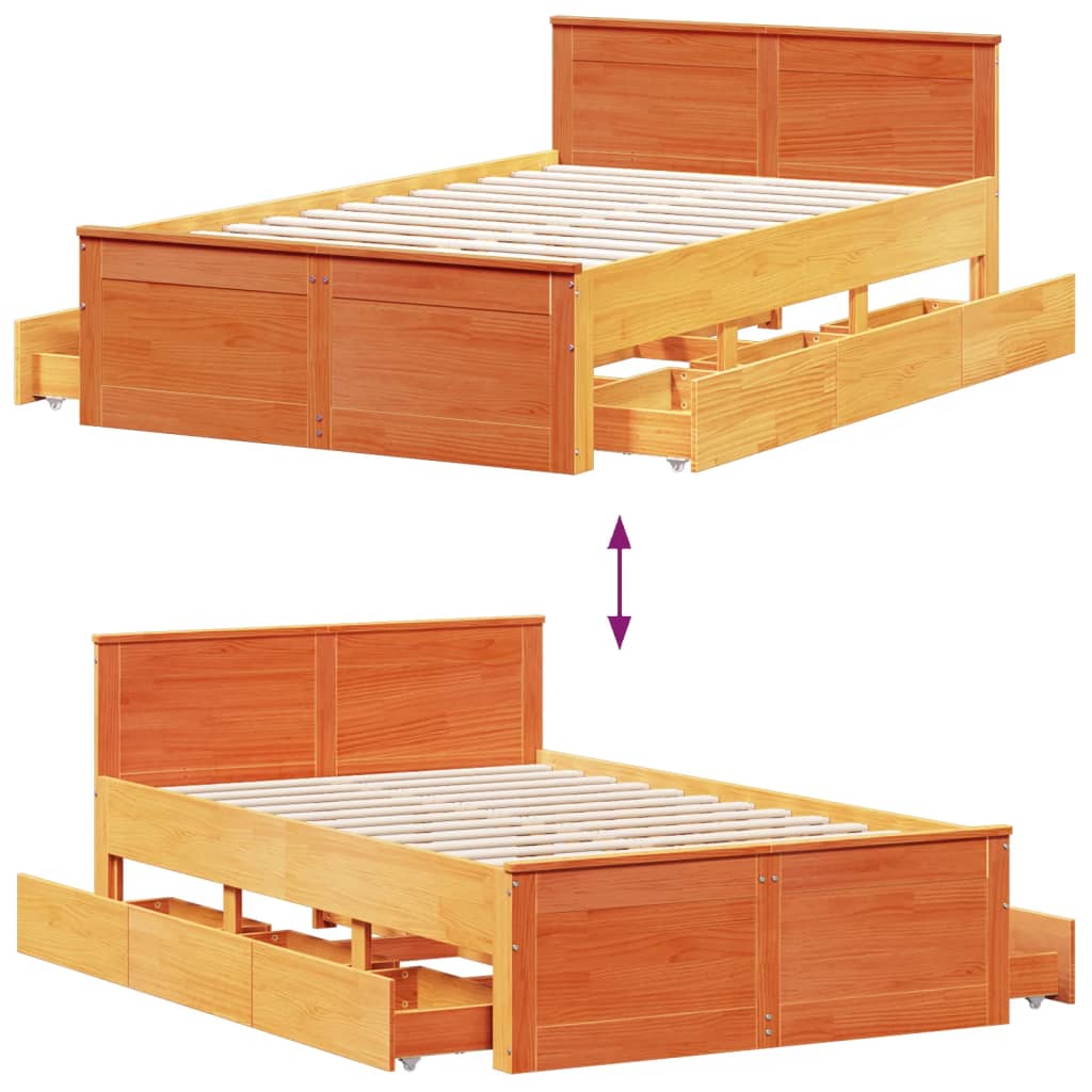 sengeramme m. sengegavl 120x200 cm uden madras massivt fyr brun