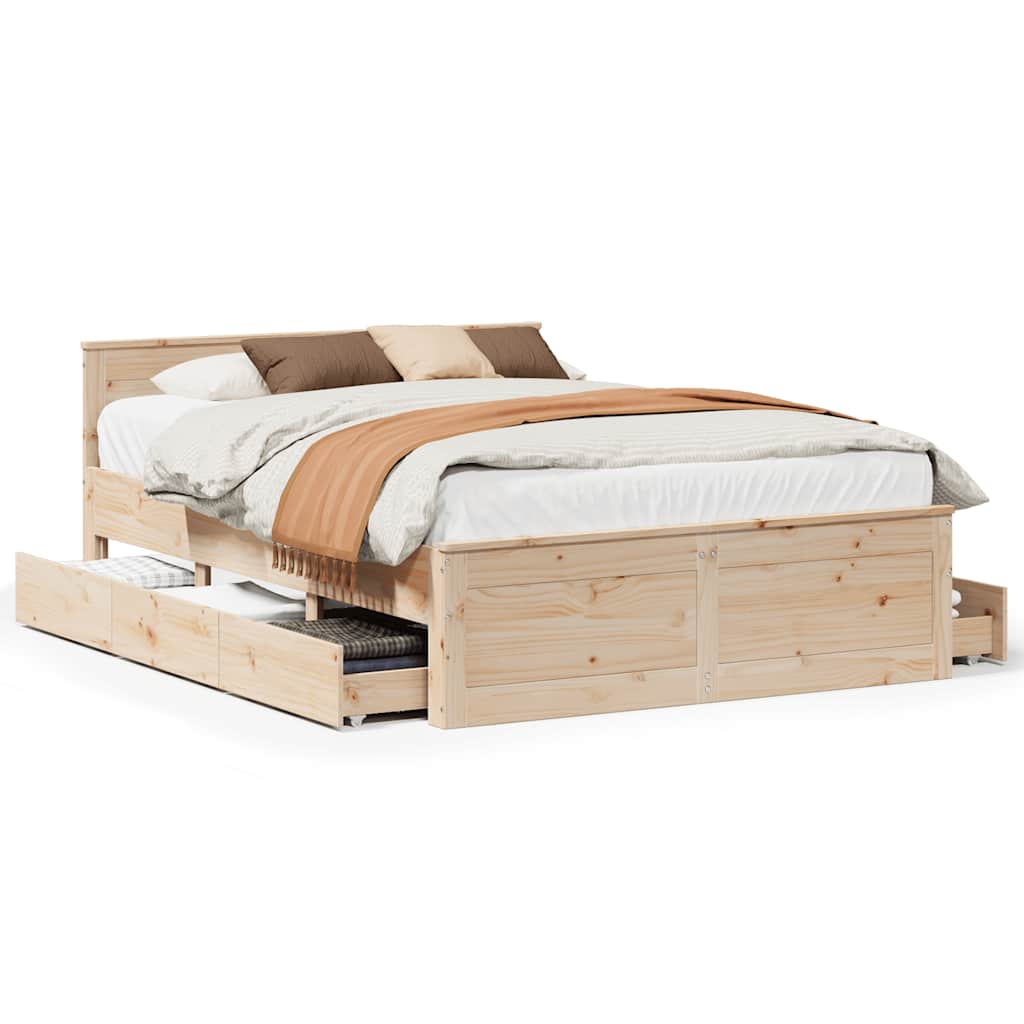 sengeramme m. sengegavl 140x190 cm uden madras massivt fyrretræ