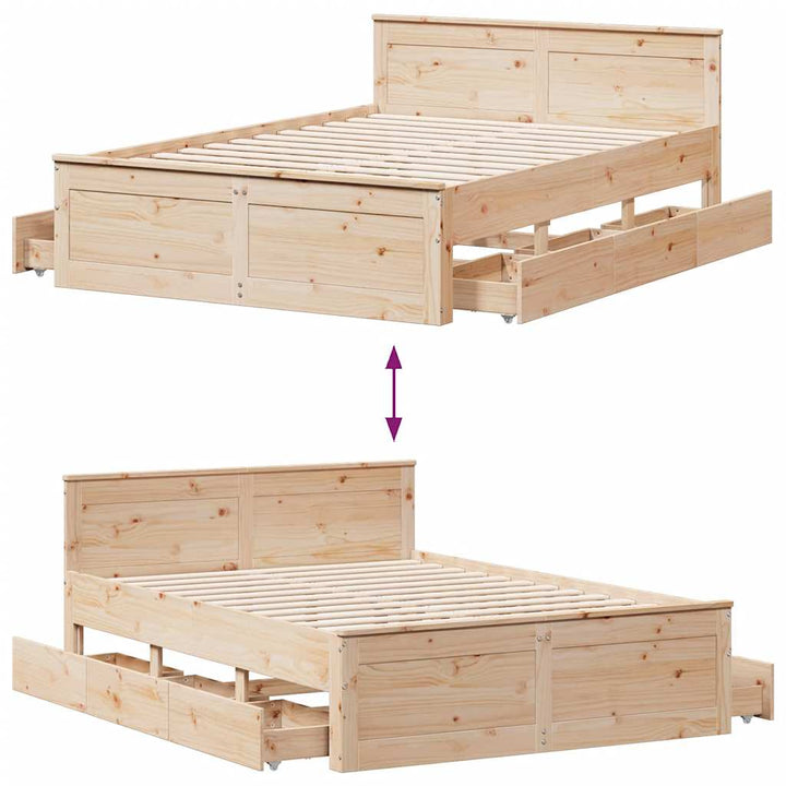 sengeramme m. sengegavl 140x190 cm uden madras massivt fyrretræ