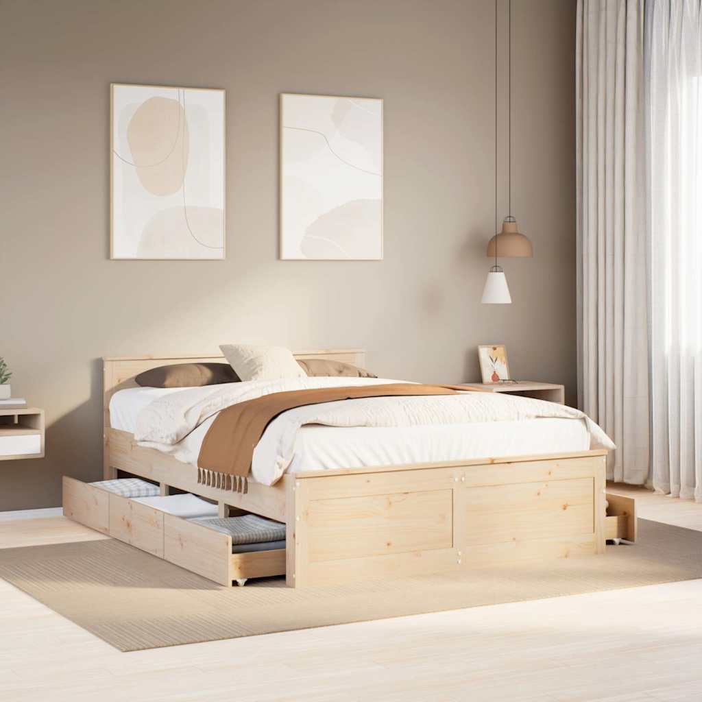 sengeramme m. sengegavl 140x190 cm uden madras massivt fyrretræ