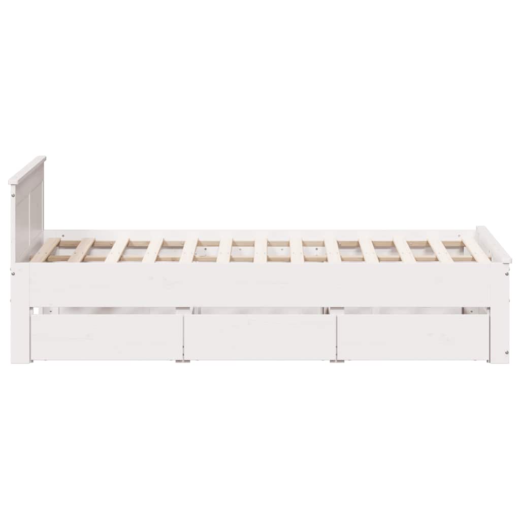 sengeramme m. sengegavl 120x190 cm uden madras massivt fyr hvid