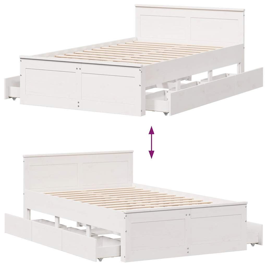 sengeramme m. sengegavl 120x190 cm uden madras massivt fyr hvid