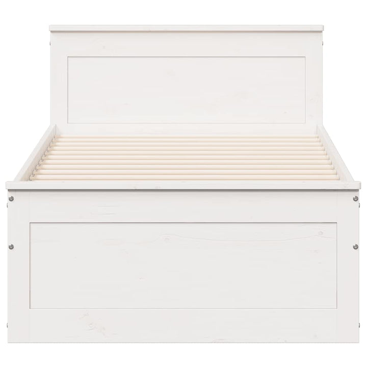 sengeramme m. sengegavl 75x190 cm uden madras massivt fyr hvid