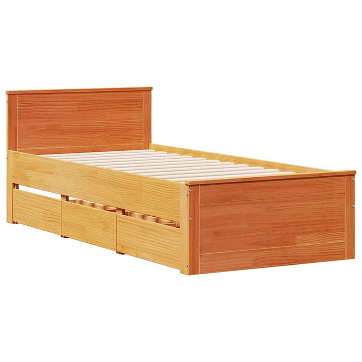 sengeramme m. sengegavl 75x190 cm uden madras massivt fyr brun
