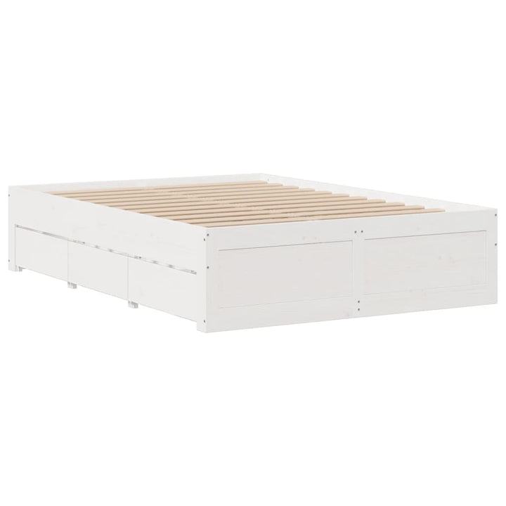 sengeramme m. skuffer 150x200 cm uden madras massivt fyr hvid