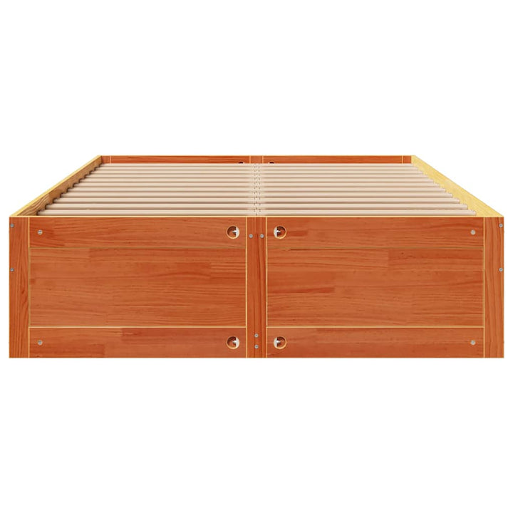 sengeramme m. skuffer 150x200 cm uden madras massivt fyr brun