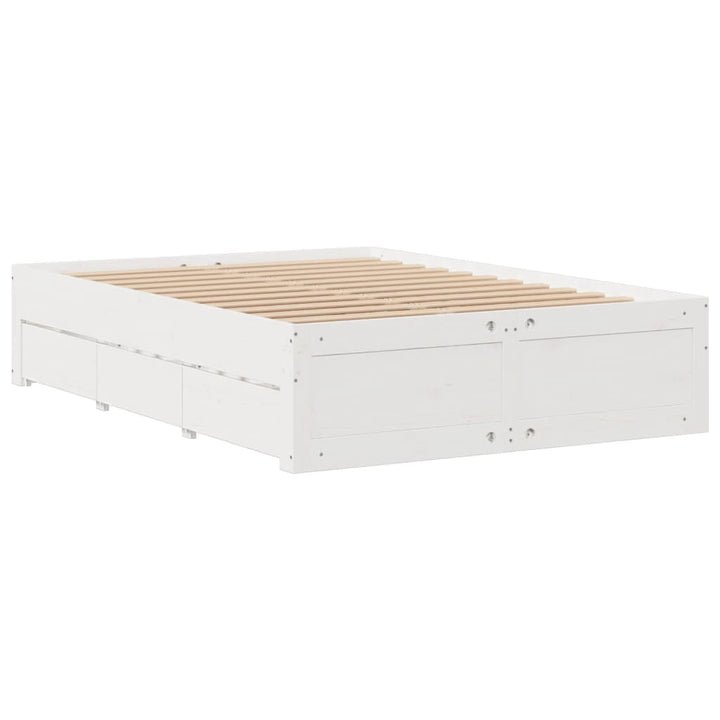 sengeramme m. skuffer 140x200 cm uden madras massivt fyr hvid