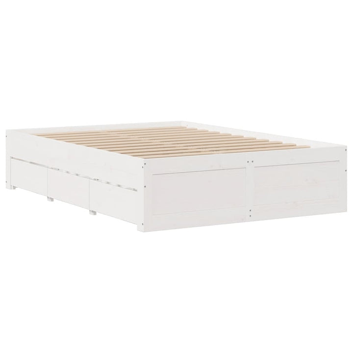sengeramme m. skuffer 140x200 cm uden madras massivt fyr hvid