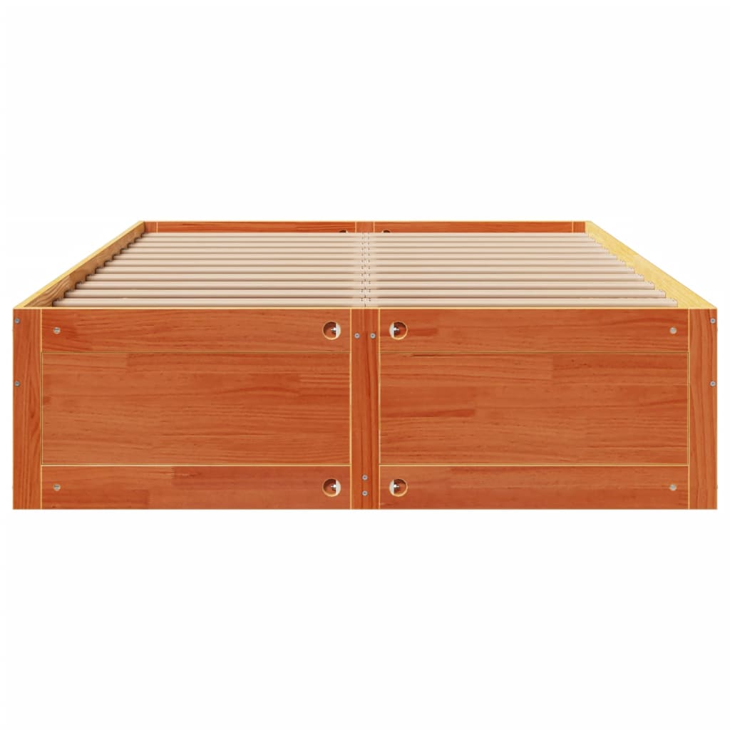 sengeramme m. skuffer 140x200 cm uden madras massivt fyr brun