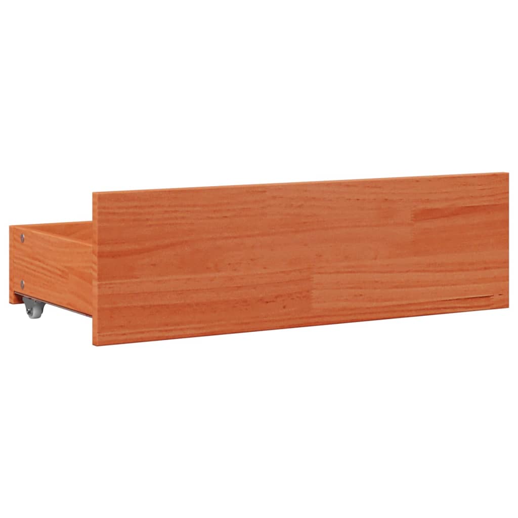 sengeramme m. skuffer 140x200 cm uden madras massivt fyr brun