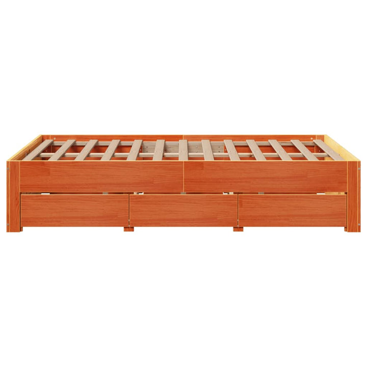 sengeramme m. skuffer 120x200 cm uden madras massivt fyr brun
