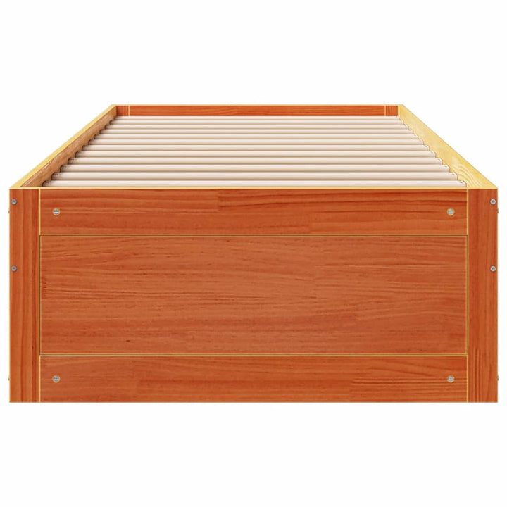 sengeramme m. skuffer 100x200 cm uden madras massivt fyr brun