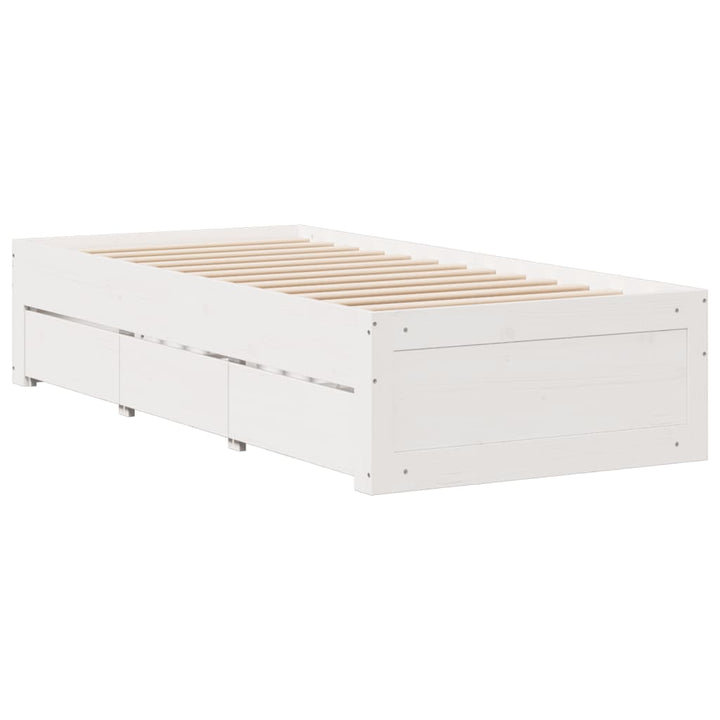 sengeramme m. skuffer 90x200 cm uden madras massivt fyr hvid