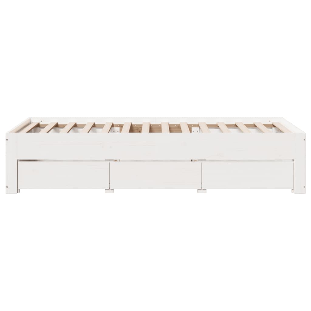 sengeramme m. skuffer 90x200 cm uden madras massivt fyr hvid