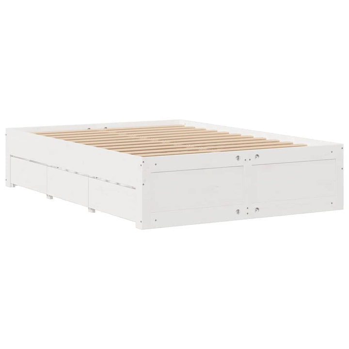sengeramme m. skuffer 140x190 cm uden madras massivt fyr hvid