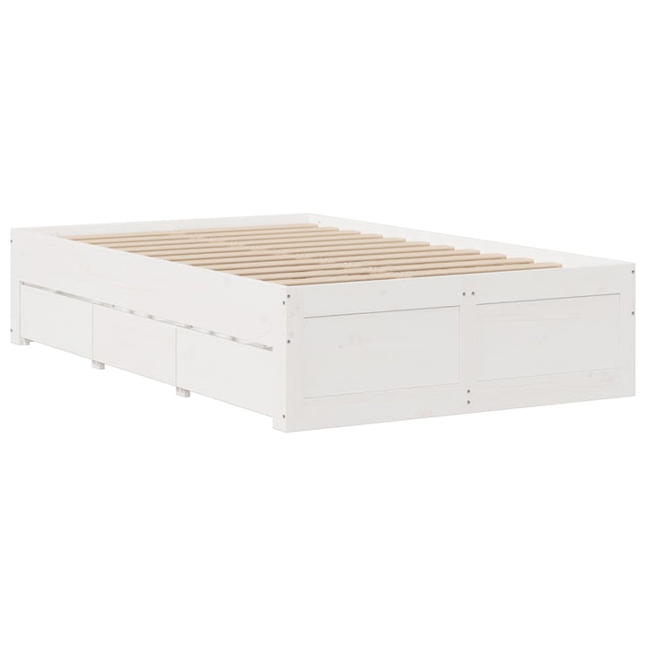 sengeramme m. skuffer 135x190 cm uden madras massivt fyr hvid