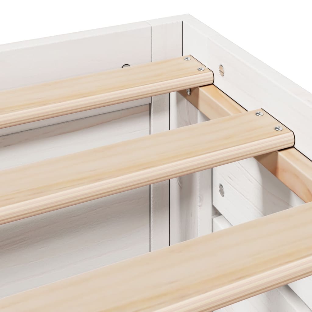 sengeramme m. skuffer 135x190 cm uden madras massivt fyr hvid