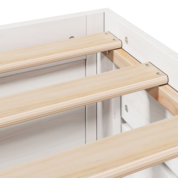 sengeramme m. skuffer 135x190 cm uden madras massivt fyr hvid